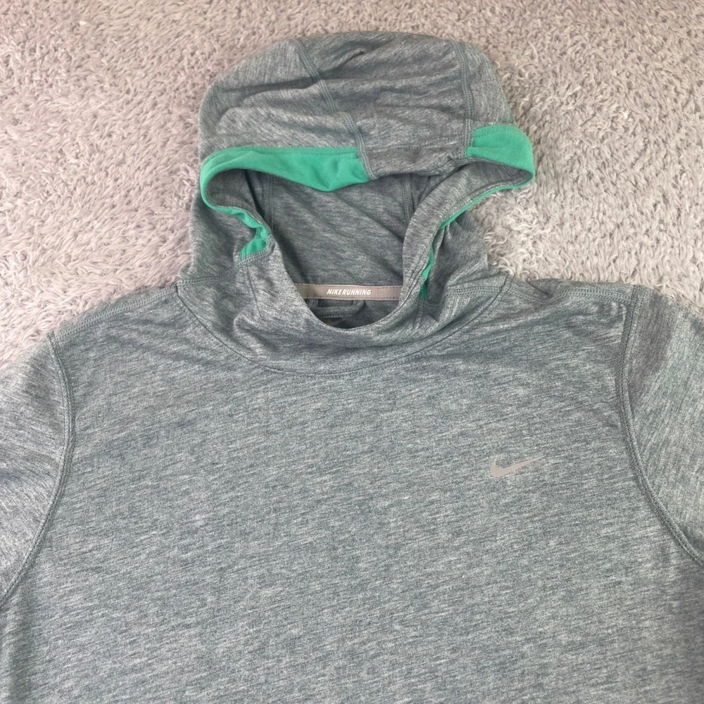 Nike Running Hoodie Womens Small Green Dri-FIT Scuba Ponytail Port 634812-390